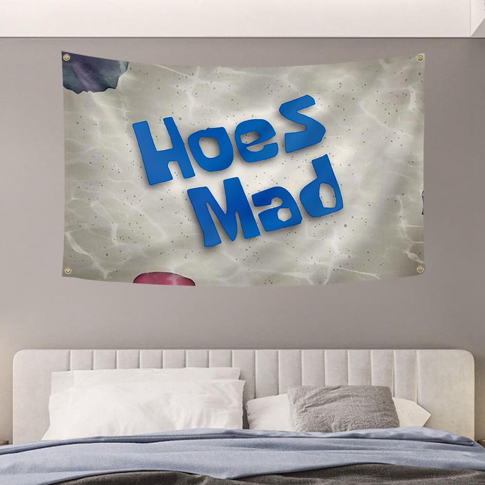 WSINO Hoes Mad Flag 3x5Ft Funny Meme Tapestry for College Dorm Room Guys Man Cave Frat Bedroom Art Deco