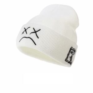 45°lookup ceed fashion autumn winter warm beanie hats embroidery cotton caps men women knitted hip hop hats-white