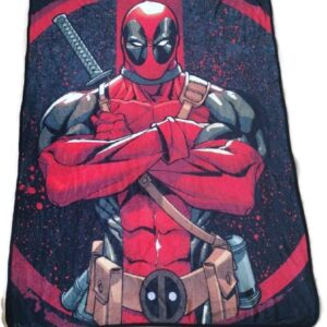 Bazillion Dreams Marvel Deadpool Tough Guy Fleece Softest Comfy Throw Blanket for Adults & Kids| Measures 60 x 45 Inches