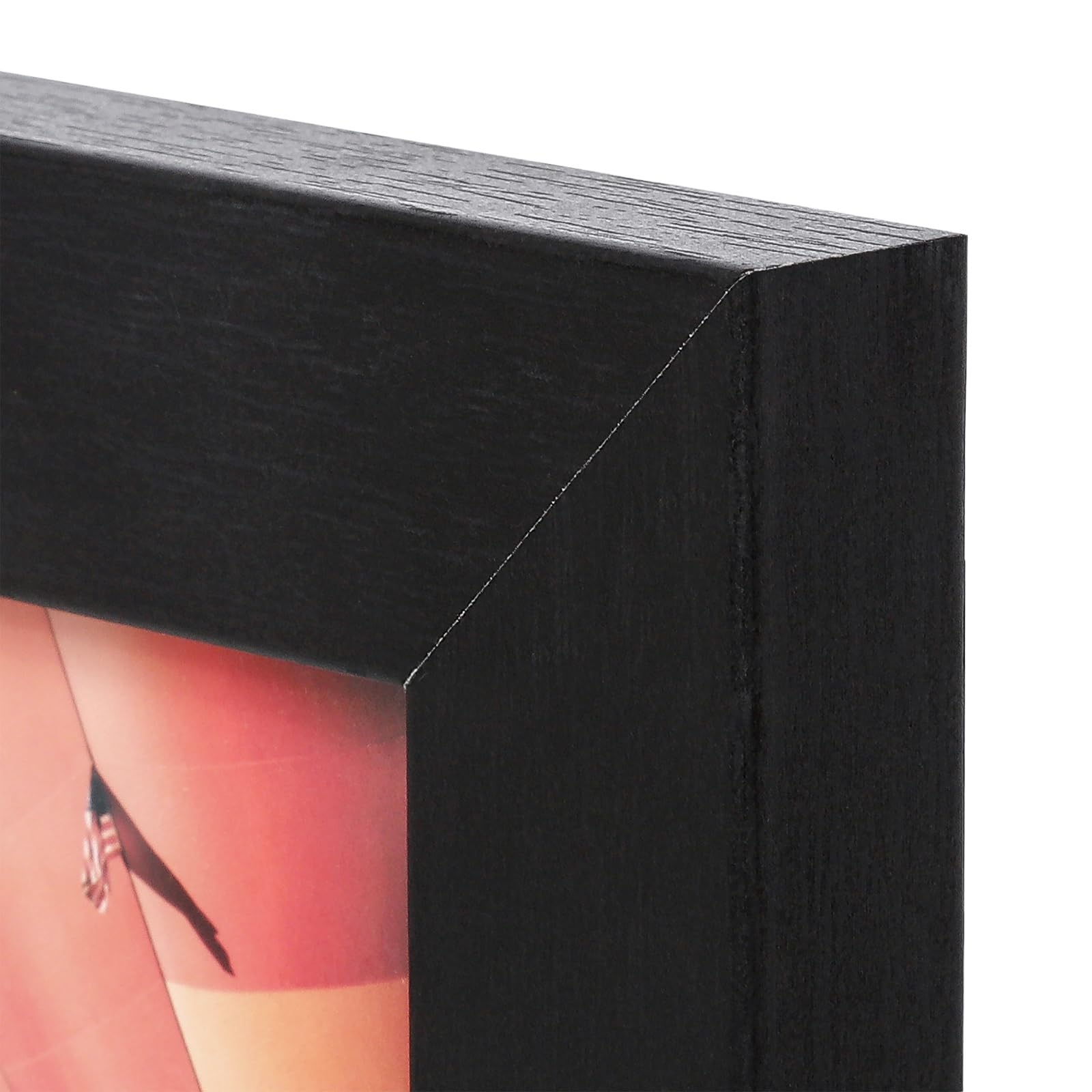 The Display Guys - Minimalist Wooden Picture Frame w. Tempered Glass - 6x8 matted to 5x7 - Tabletop Easel - Black