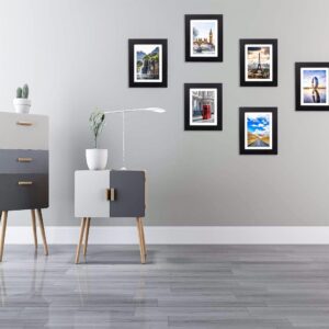 The Display Guys - Minimalist Wooden Picture Frame w. Tempered Glass - 6x8 matted to 5x7 - Tabletop Easel - Black