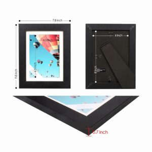 The Display Guys - Minimalist Wooden Picture Frame w. Tempered Glass - 6x8 matted to 5x7 - Tabletop Easel - Black