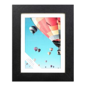 The Display Guys - Minimalist Wooden Picture Frame w. Tempered Glass - 6x8 matted to 5x7 - Tabletop Easel - Black