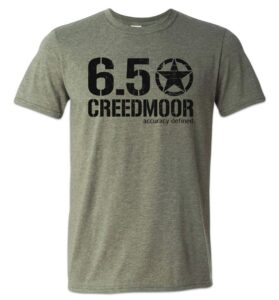 zepp tees 65 creedmoor t-shirt precision rifle gun guy gift nra rights heather military green