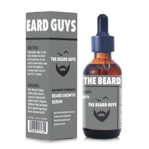 The Beard Guys Maximum Strength Minoxidil & Biotin Fast Beard Growth Oil, One Month Supply, 2 Ounce - Top Beard Thickener and Conditioner Infused With Argan and Jojoba Oil