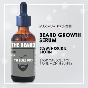 The Beard Guys Maximum Strength Minoxidil & Biotin Fast Beard Growth Oil, One Month Supply, 2 Ounce - Top Beard Thickener and Conditioner Infused With Argan and Jojoba Oil