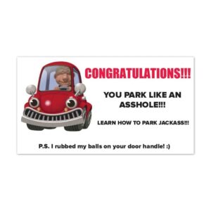 Crazy Novelty Guy 25 Cards - Funny Bad Parking Prank Revenge Practical Joke Card, Congratulations, You Park Like an Asshole, Learn How to Park Jackass, Standard Business Card Size