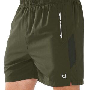 NORTHYARD Men's Running Athletic Shorts 5 inch Workout Gym Tennis 7'' Short Quick Dry Active Training with Zipper Pockets ARMYGREEN-L