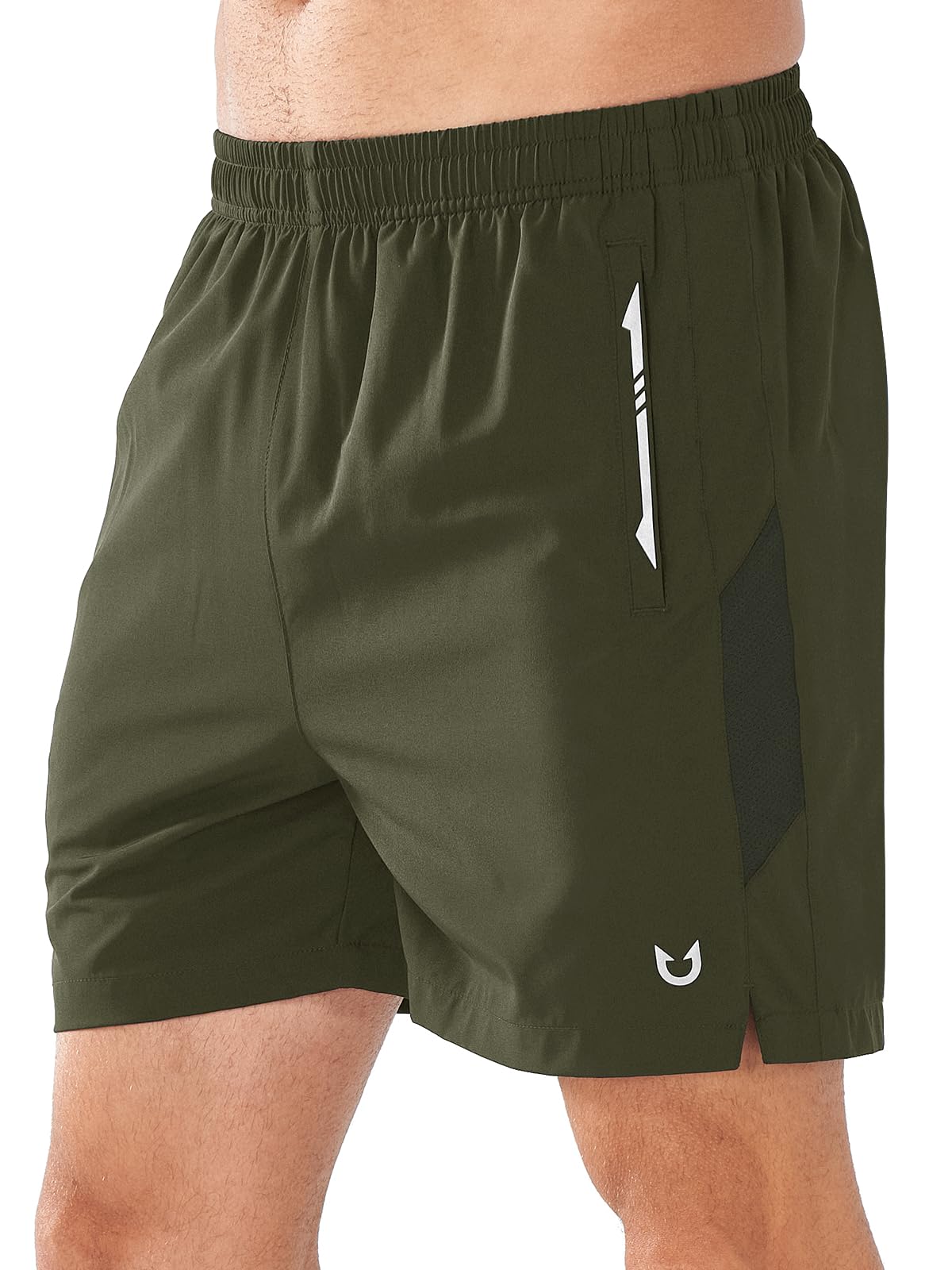 NORTHYARD Men's Running Athletic Shorts 5 inch Workout Gym Tennis 7'' Short Quick Dry Active Training with Zipper Pockets ARMYGREEN-L