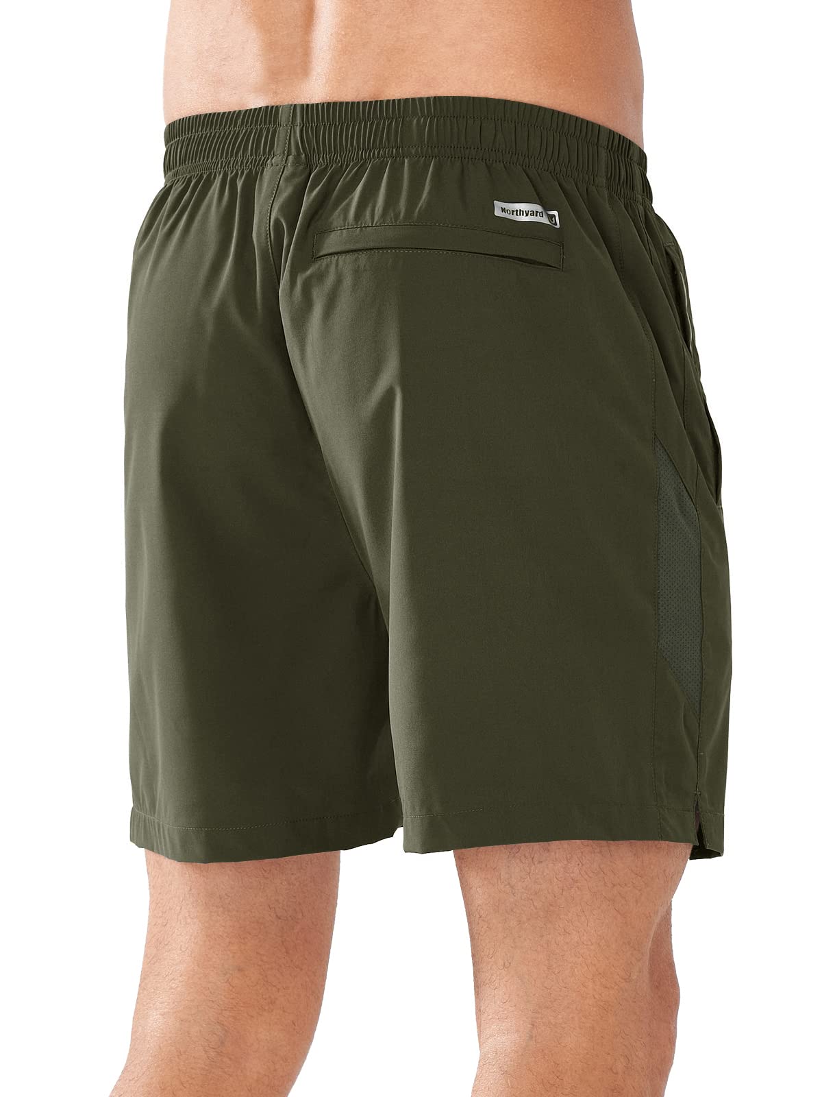 NORTHYARD Men's Running Athletic Shorts 5 inch Workout Gym Tennis 7'' Short Quick Dry Active Training with Zipper Pockets ARMYGREEN-L