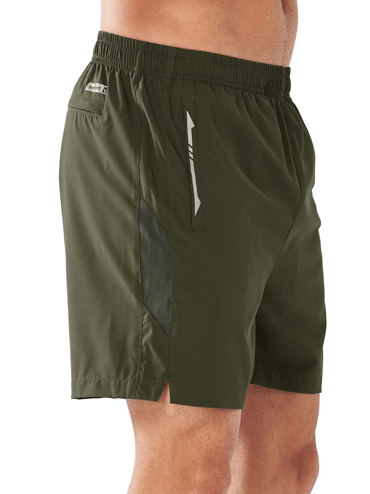 NORTHYARD Men's Running Athletic Shorts 5 inch Workout Gym Tennis 7'' Short Quick Dry Active Training with Zipper Pockets ARMYGREEN-L