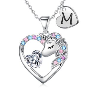 iefirch unicorns gifts for teen girls, unicorn necklace for girls unicorn gifts for girls age 6-8 initial m necklace for teen girl gifts kids jewelry for girls jewelry for teen girl gifts trendy stuff