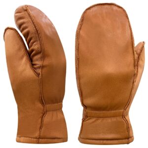 Harssidanzar Womens Lambskin Leather Outdoor Mittens Gloves Thermolite Lined GL007,Tan, XXL