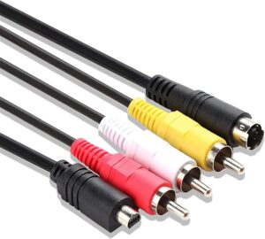 guy-tech 5ft av a/v tv video cable cord compatible with camcorder handycam dcr-hc20 dcr-hc53/e