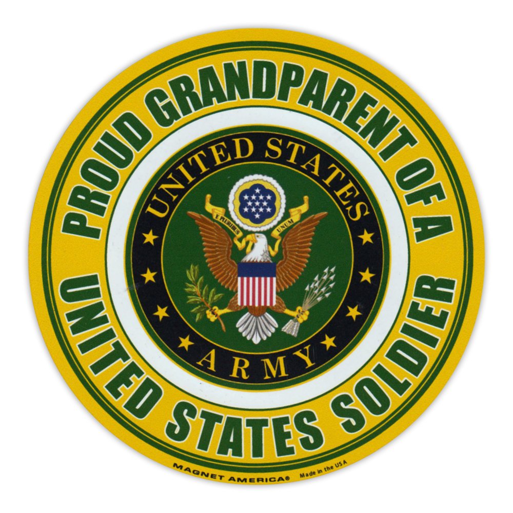 Round Magnet - Proud Grandparent of a Soldier - United States Army, Military - 5" Round