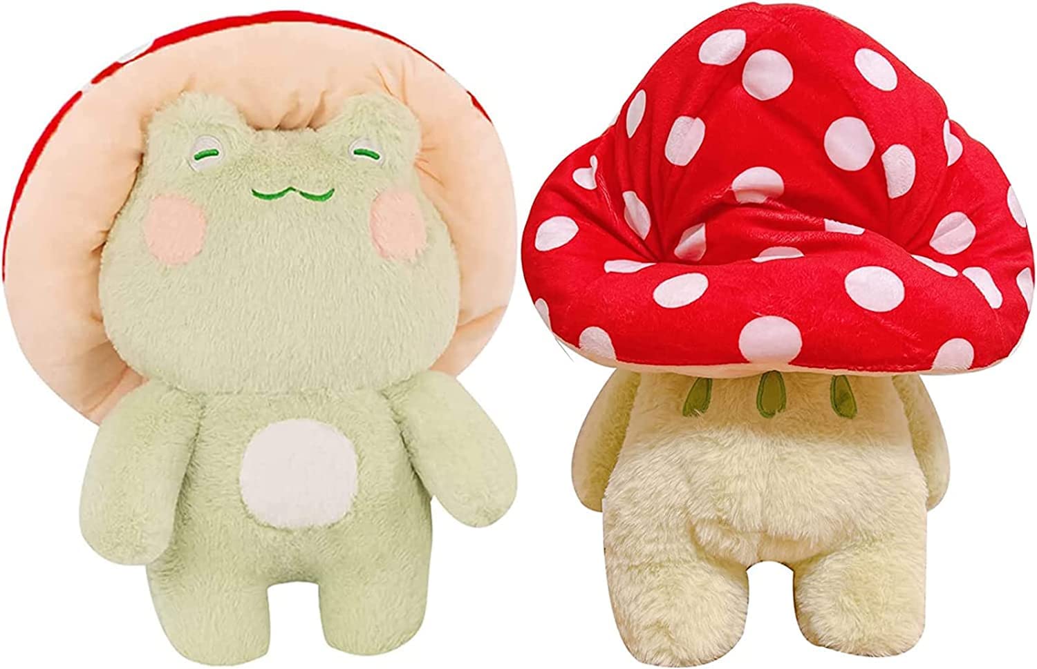 Frog Plush Toys, 10" Cute Frog with Red Mushroom Hat Stuffed Animals, Kawaii Plushies Gift for Kids Girls Adults Valentines Birthdays Gift（Light Green Red hat, 10inch