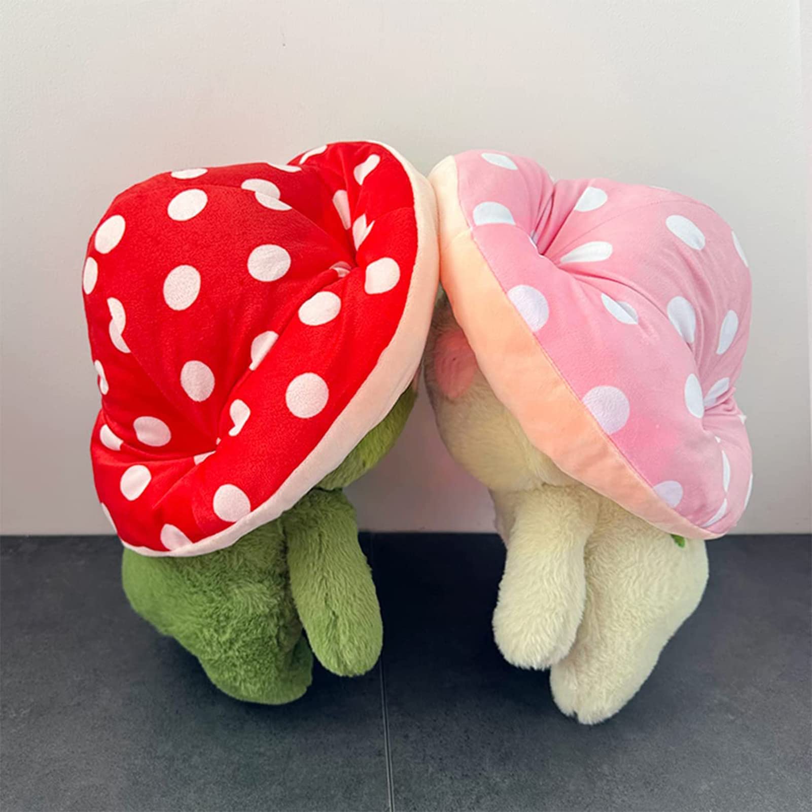 Frog Plush Toys, 10" Cute Frog with Red Mushroom Hat Stuffed Animals, Kawaii Plushies Gift for Kids Girls Adults Valentines Birthdays Gift（Light Green Red hat, 10inch