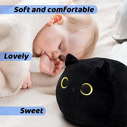 iBccly 8" Black Cat Plush Toy Black Cat Pillow,Soft Plush Doll Cat Plushie Cat Pillow,Stuffed Animal Soft Plush Pillow Baby Plush Toys Cat Shape Design Sofa Pillow Decoration Doll (Black 8 in)