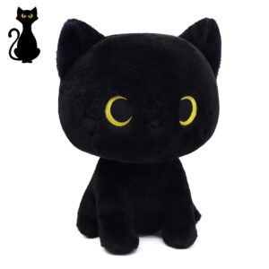 lsydcarm black cat plush toy, cute black cat stuffed animals kawaii black cat plushie doll, creative soft stuffed cat plush toys for kids boys girls birthday