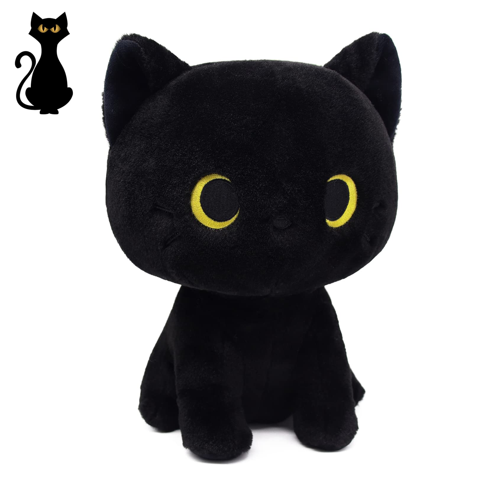 LSYDCARM Black Cat Plush Toy, Cute Black Cat Stuffed Animals Kawaii Black Cat Plushie Doll, Creative Soft Stuffed Cat Plush Toys for Kids Boys Girls Birthday