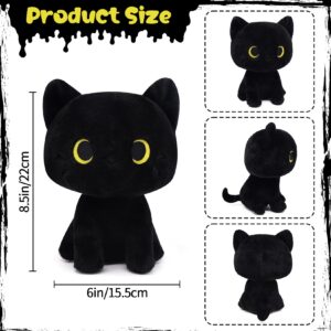 LSYDCARM Black Cat Plush Toy, Cute Black Cat Stuffed Animals Kawaii Black Cat Plushie Doll, Creative Soft Stuffed Cat Plush Toys for Kids Boys Girls Birthday