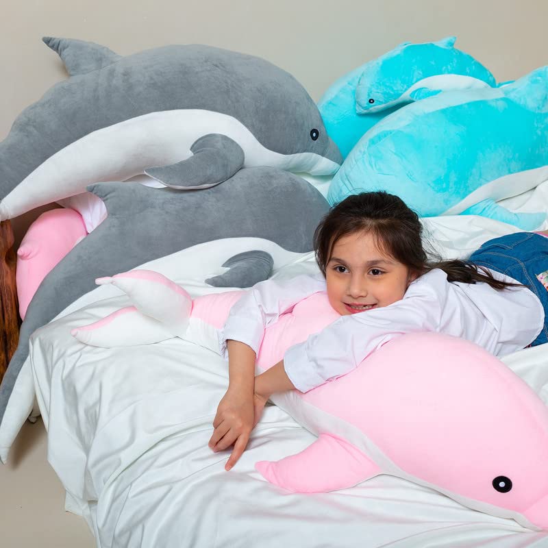 Kekeso Dolphin Stuffed Animals Plush Toy, giant dolphin Plush Pillow Soft Whale Hugging Pillow Whale Sleeping Pillow for Children Girls (Gray, 39.37inch)