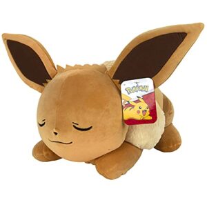 pokémon 18” plush sleeping eevee- cuddly must have fans- plush for traveling, car rides, nap time, and play time