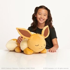 Pokémon 18” Plush Sleeping Eevee- Cuddly Must Have Fans- Plush for Traveling, Car Rides, Nap Time, and Play Time