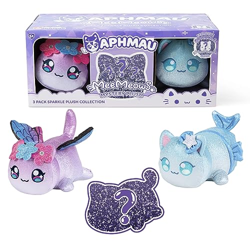 Aphmau 6” MeeMeow Plush Sparkle Collection 3-Pack, Surprise Box That Includes 2 Sparkle Plush + 1 Mystery Plush, Official Merch