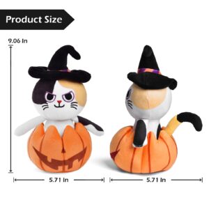 FUN LITTLE TOYS Halloween Cat Plush Pumpkin Popper, Spooky Cute Stuffed Cat for Kids, Halloween Stuffed Animals Toy for Halloween Decorations Indoor, Party Favors Prize, 8.5 Inches