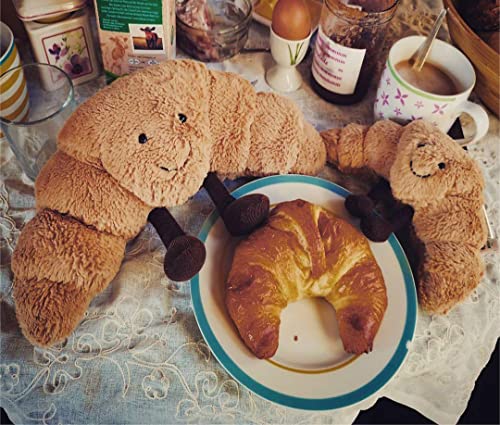 EASELR WeightedPlush 9" Croissant Plush Cute Smile Croissant Bread Pillow Stuffed Animals Funny Soft Food Plushies Toy for Gifts for Kids Birthday