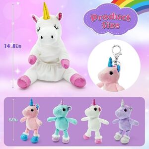 FUNCREVITY Unicorns Gifts for Girls Unicorn Stuffed Animals Unicorn Plush Toys Mommy Unicorn with 4 Babies Valentines Christmas Birthday Gifts for Girls Kids Toys Age 4 5 6 7 8+ Year Old