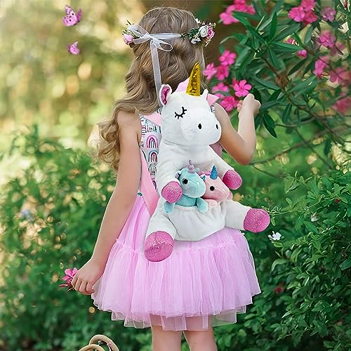 FUNCREVITY Unicorns Gifts for Girls Unicorn Stuffed Animals Unicorn Plush Toys Mommy Unicorn with 4 Babies Valentines Christmas Birthday Gifts for Girls Kids Toys Age 4 5 6 7 8+ Year Old