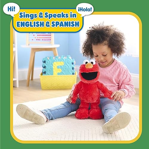 Just Play Sesame Street Elmo Slide Singing and Dancing 14-inch Plush, Officially Licensed Kids Toys for Ages 2 Up