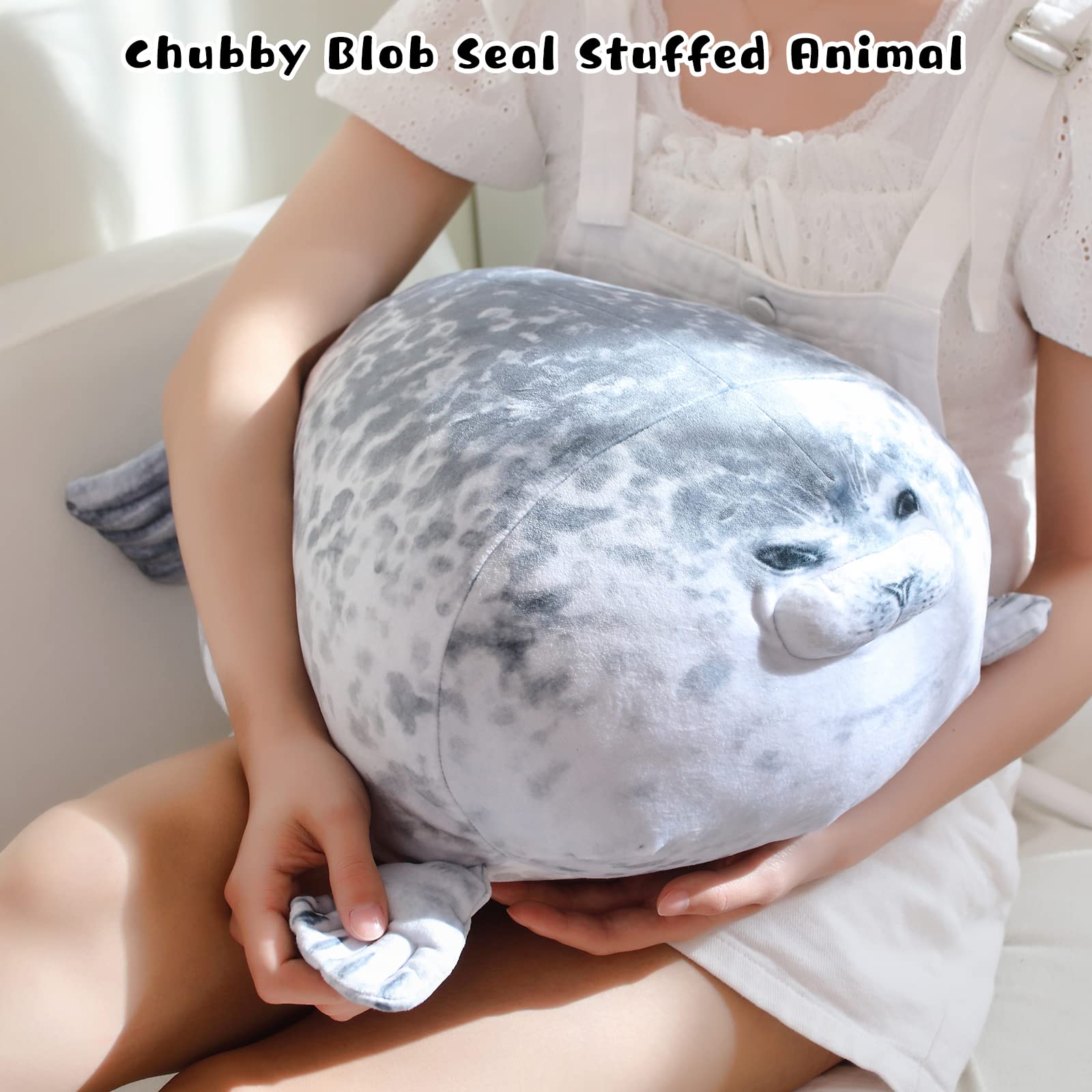 TOYSYM Chubby Blob Seal Pillow Cute Seal Plush with 4 Baby Seal Plushies in Her Tummy, Soft Cotton Stuffed Animals Toy Gifts for Kids