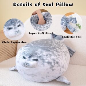 TOYSYM Chubby Blob Seal Pillow Cute Seal Plush with 4 Baby Seal Plushies in Her Tummy, Soft Cotton Stuffed Animals Toy Gifts for Kids