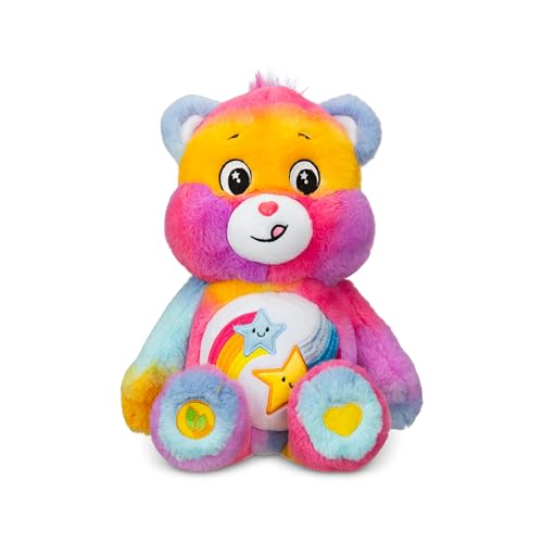 Care Bears Medium Plush Dare to Tie Dye Plushie for Ages 4+ – Stuffed Animal, Super Soft and Cuddly – Good for Girls and Boys, Employees, Collectors, Great Valentines Day Gift for Kids