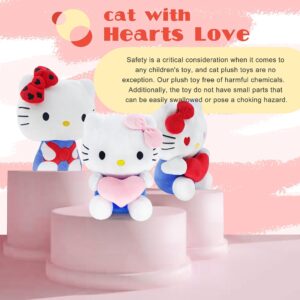 Ahlsense Couple Cat Stuffed Animal with Hearts Love Cat Plush Cute Kitty Plush Pillow Soft Animal Stuffy Doll Toys Valentine’s Day Gifts for Girlfriend (Pink)