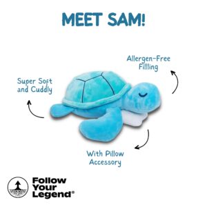 Follow Your Legend Sam The Sea Turtle Plush with Pillow Accessory - 10" Adopt Me Plushies, Stuffed Turtle, Sea Turtle Stuffed Animal, Small Turtle Plush