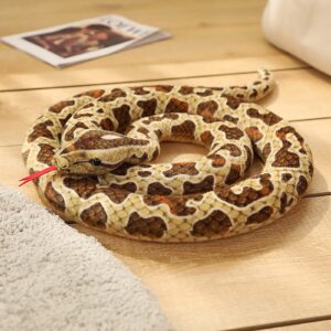 Realistic Animal Stuff Snake, 78 Inch Long Stuffed Animal Plush Snake, Lifelike Snake Stuffed Animals Plush Toy Stuffed Snake Animal Plush Toy Large Snake Plush Toy Gifts for Kids (Brown)