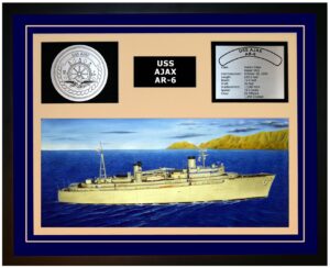 navy emporium uss ajax ar 6 framed navy ship display blue