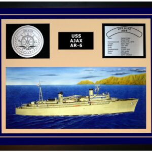 Navy Emporium USS AJAX AR 6 Framed Navy Ship Display Blue