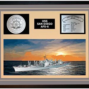 Navy Emporium USS SAN Diego AFS 6 Framed Navy Ship Display Grey