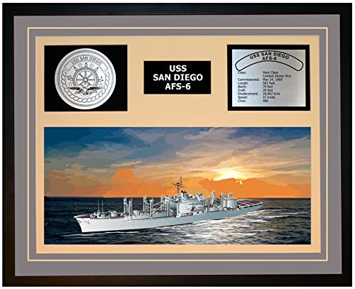 Navy Emporium USS SAN Diego AFS 6 Framed Navy Ship Display Grey