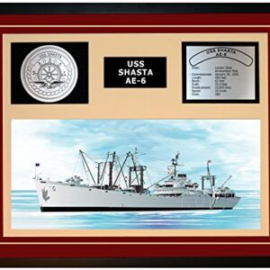 Navy Emporium USS SHASTA AE 6 Framed Navy Ship Display Burgundy