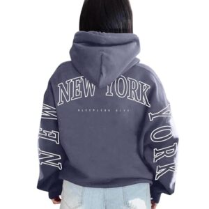 uscharm letter graphic print hoodies for women oversized casual long sleeve pullover tops drawstring fall sweatshirts with pockets