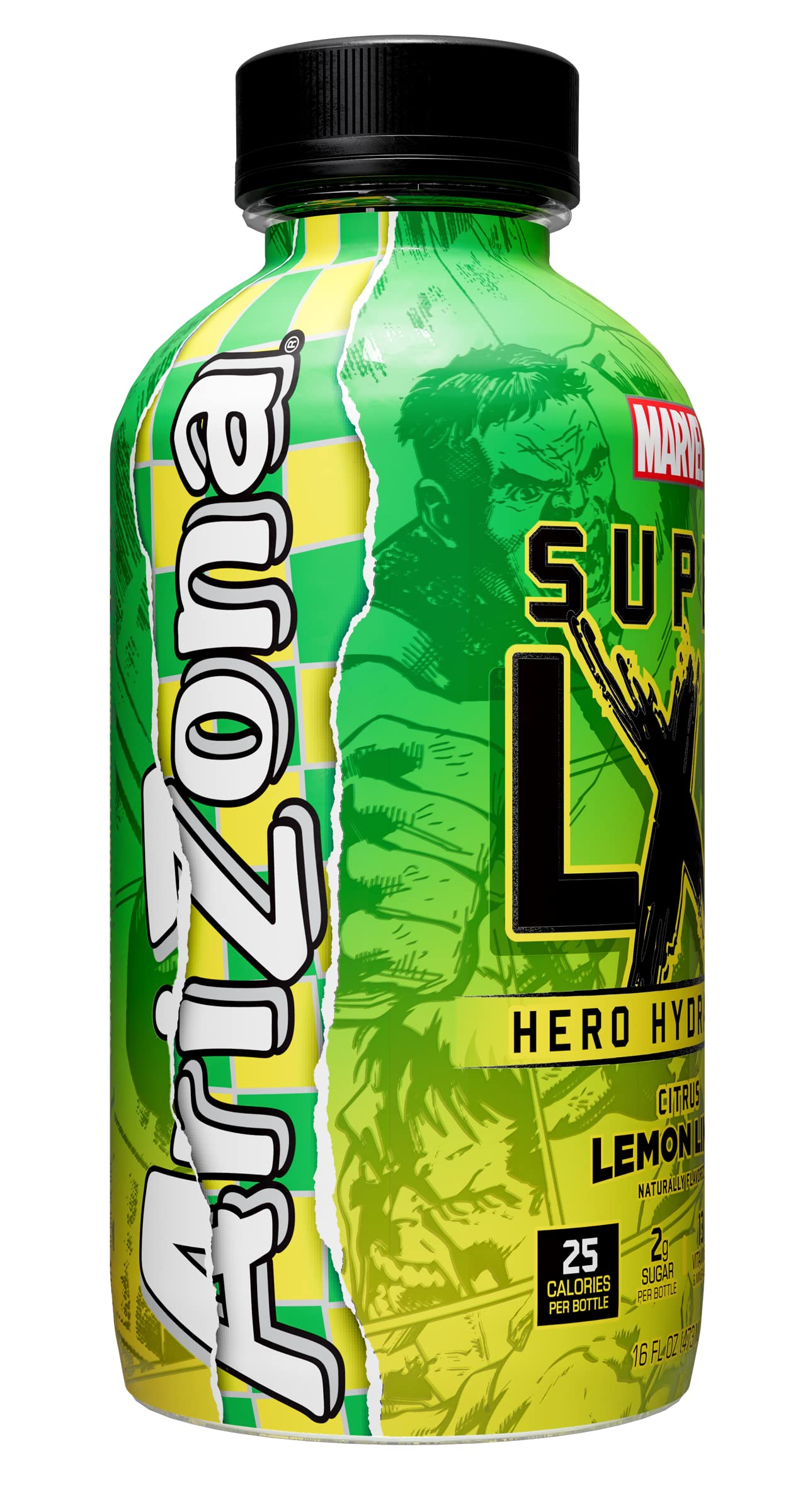 AriZona x Marvel Super LXR Hero Hydration - Citrus Lemon Lime - 16oz (Pack of 12) – Low Sugar Sports Drink, Perfect for Athletes, Vitamins and Natural Flavors - Thirst Quencher