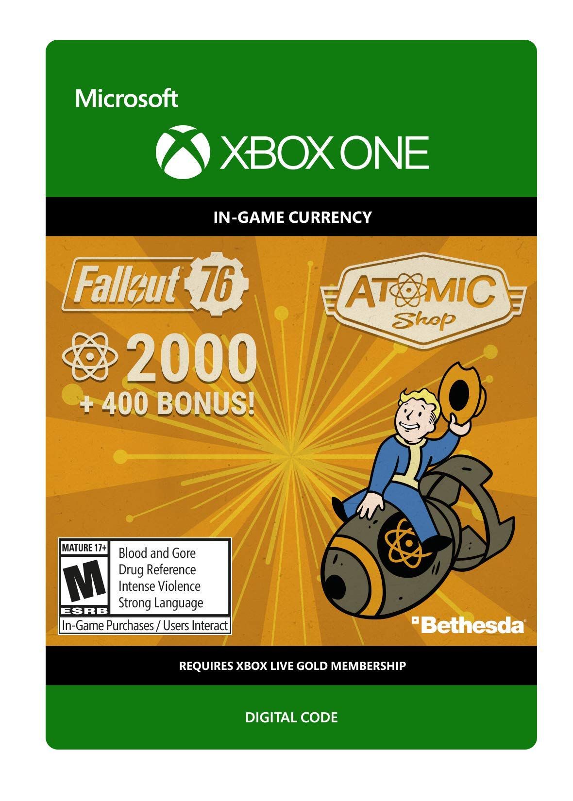 Fallout 76: 2000 (+400 Bonus) Atoms - Xbox One [Digital Code]