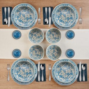 Pfaltzgraff Hayden Floral 12 Piece Dinnerware Set, Service for 4, Blue