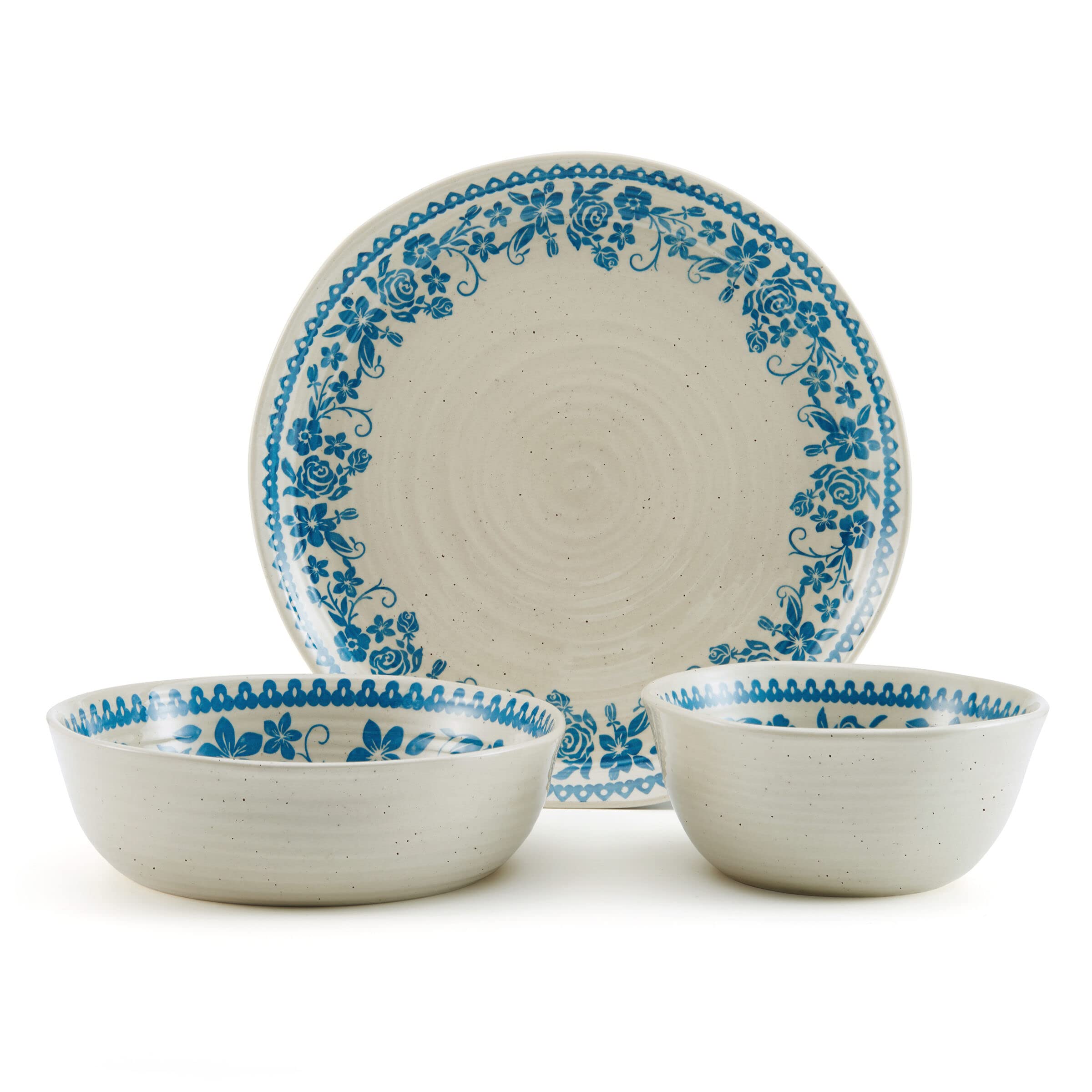 Pfaltzgraff Hayden Floral 12 Piece Dinnerware Set, Service for 4, Blue